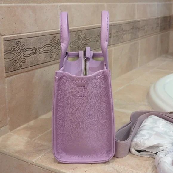 Marc Jacobs The Leather Tote Bag purse Wisteria purple Small - Picture 3 of 7